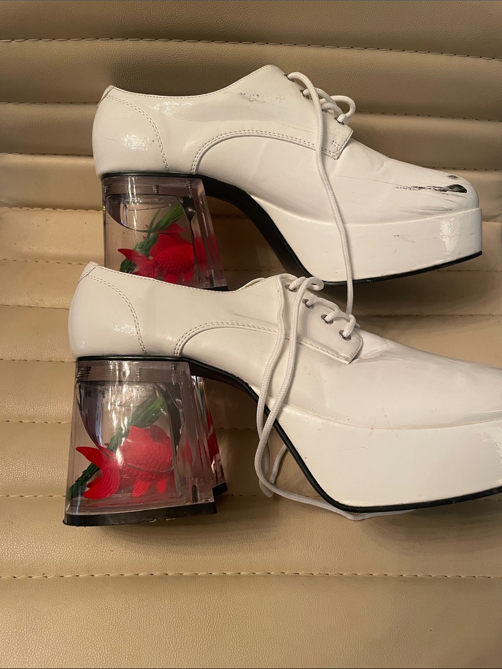 Funtasma white platform with fish heel shoe